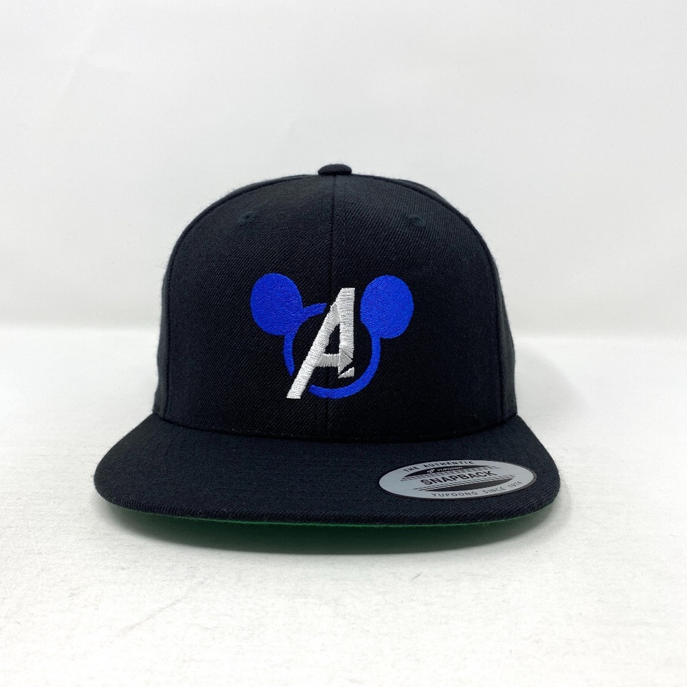 A Big Blue Mouse Ears White Snapback Hat Cap